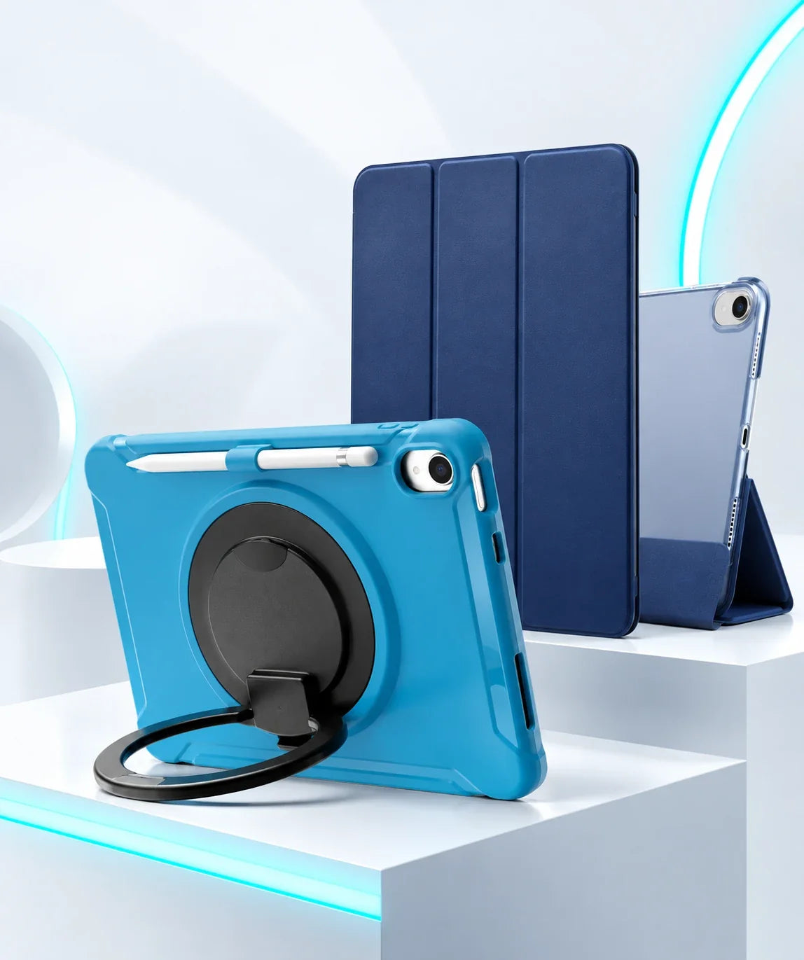 Fundas para tablet con soporte, anillo giratorio y protección