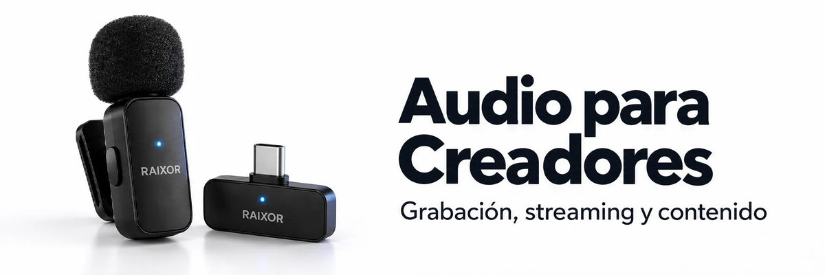 Micrófono inalámbrico de solapa con receptor USB-C RAIXOR para grabación, streaming y creación de contenido