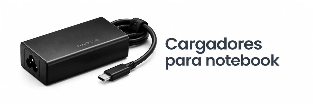 Cargador para notebook USB-C negro con cable de alimentación – RAIXOR Chile