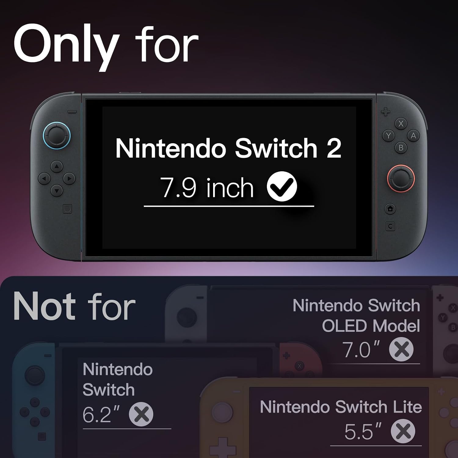 Protector de pantalla compatible con Nintendo Switch 2 modelo 2025