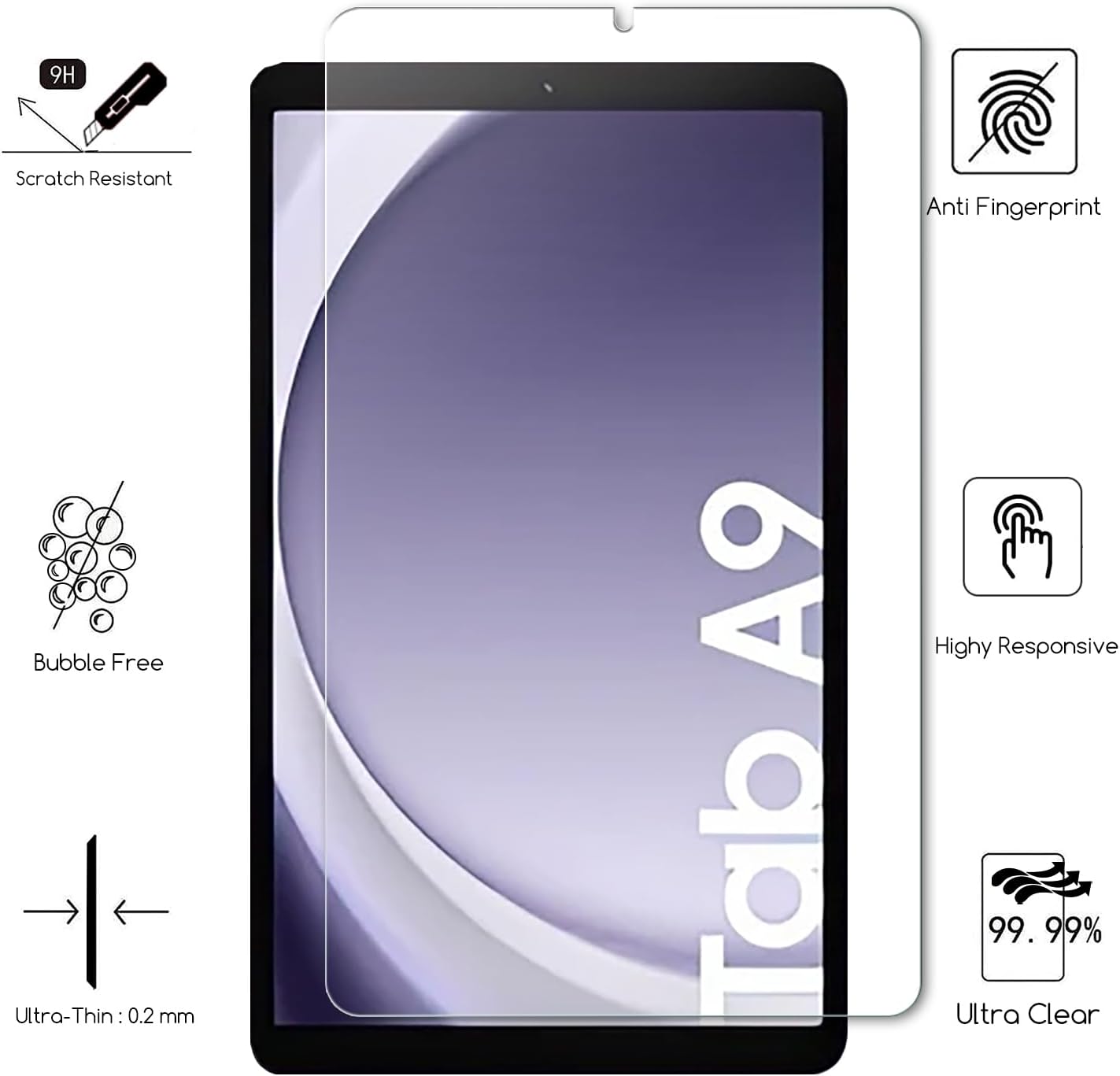 Protector de pantalla transparente HD para Samsung Galaxy Tab A9 y A11