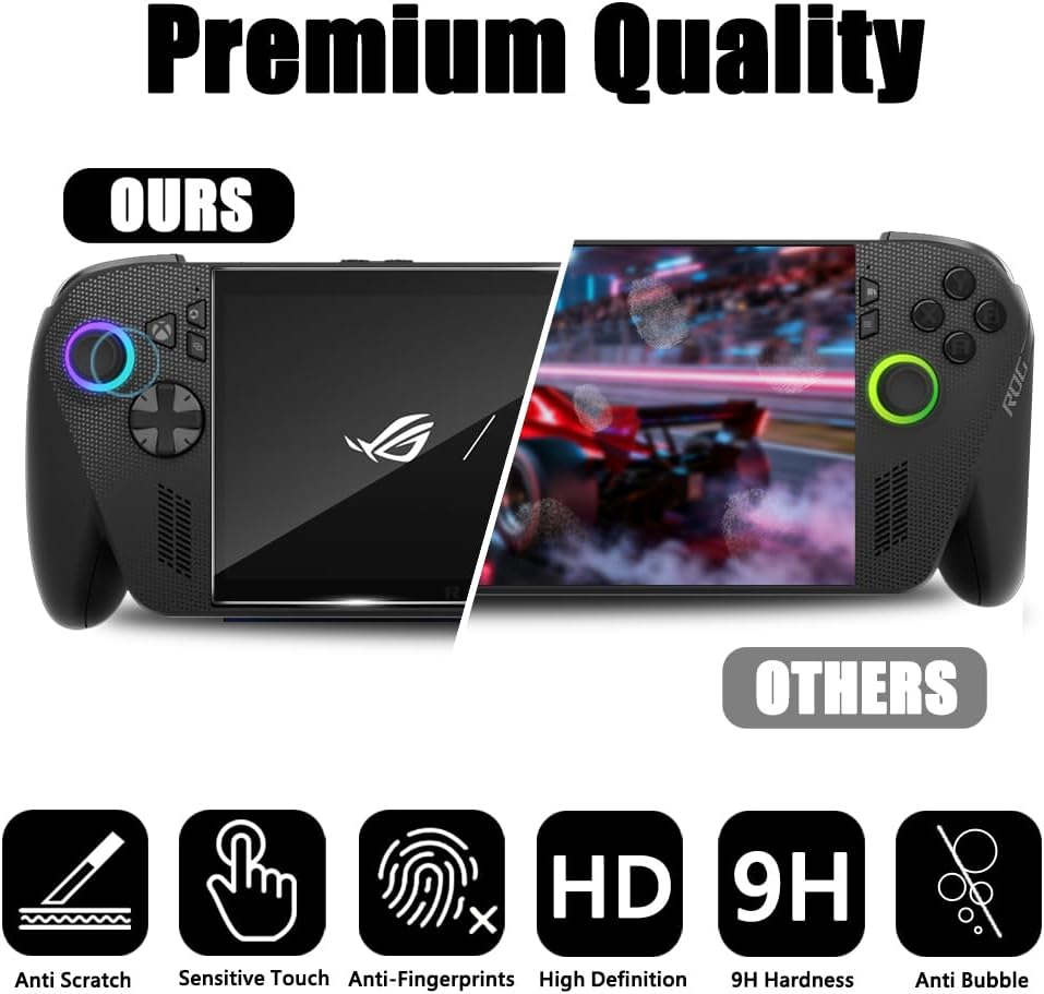Protector de vidrio templado 9H para ASUS ROG Ally resistente a rayaduras